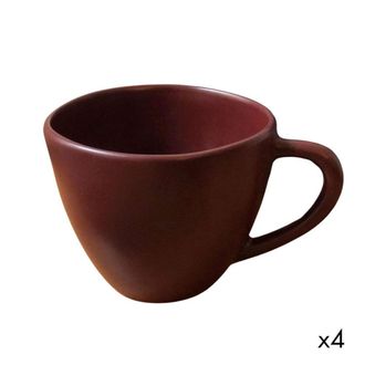 Decoclico Juego de 4 tazas de cer&aacute;mica rojo