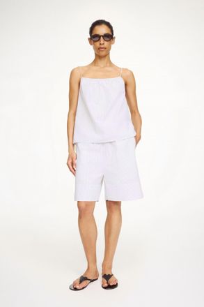 By Malene Birger Siona Organic Cotton Shorts In Black/white Small Stripe