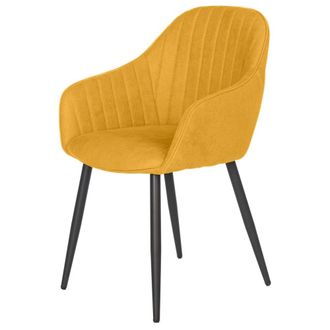 Koketto Home Silla de comedor tapizada mostaza con reposabrazos