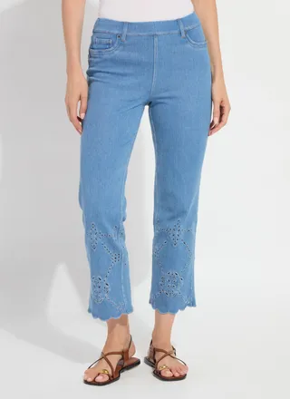 Lyss&eacute; Billie Eyelet Straight Denim (26 Inseam)