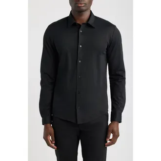 BOSS Roan Slim Fit Performance Button-Up Shirt in Black at Nordstrom, Size Xx-Large