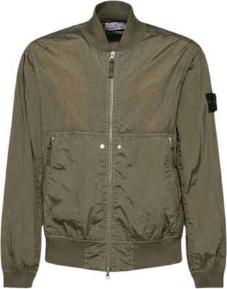 Stone Island Jassen, Heren, Groen, XL, Nylon, Bomber Nylon Kaki