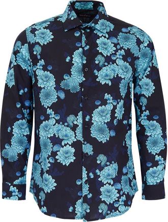 Lords of Harlech Nigel Button-Up Shirt in Serious Floral Navy at Nordstrom, Size Medium