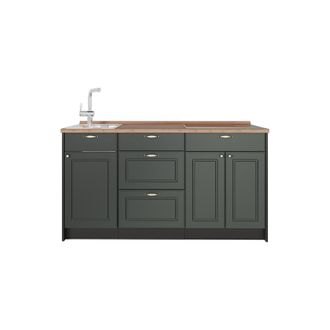 Vicco Bloque De Cocina Fame-line, Verde Dorado Casa De Campo, 150 Cm, Et Roble, Vicco