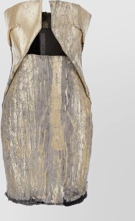 Rick Owens mini dress with cut-out detailing and metallic finish