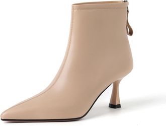 Generic Womens Pointed Toe Ankle Boots Slim Stiletto Heels Side Zipper Pull Tab Smooth Upper Sleek Silhouette Soft Lining Cushioned Insole Durable Outsole,Apr
