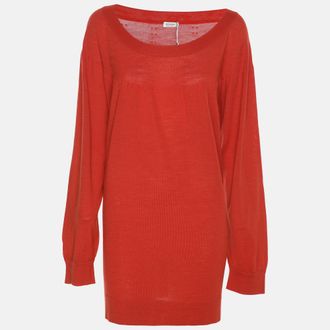 Agnona Agona Orange Stretch Knit Long Sleeve Sweater