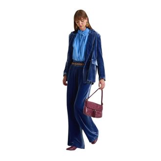 Maliparmi Wide Trousers, female, Blue, Size: XS Fluid Velvet Trousers