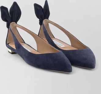 Aquazzura bow slingback suede ballet flats pointed toe