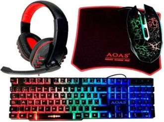 Trade Shop Trade Shop - Kit Gaming Para Pc Con Auriculares De Teclado Con Micr&oacute;fono Led Mats Mats 4in1