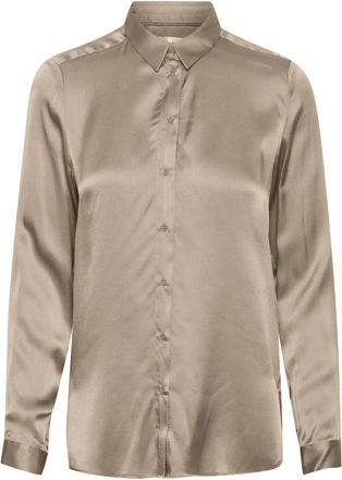 Inwear Elegante zijden overhemd Desert Taupe - Dames - Overhemden - Bruin - XS - Overhemden