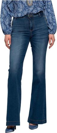 Kocca High-waisted denim en katoenen broek - Dames - Flared Jeans - Blauw - W25 - Katoen - Jeans