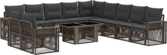 vidaXL Conjunto De Sof&aacute;s De Jard&iacute;n 12 Uds. Gris Y Gris Oscuro Vidaxl