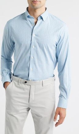Johnnie-O Koby Gingham Performance Button-Down Shirt in Haze at Nordstrom, Size Xx-Large
