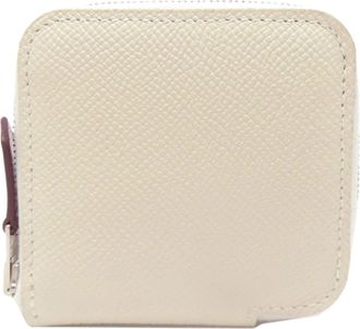 Herm&egrave;s White Epsom Leather Coin Purse/Coin Case (Pre-Owned)