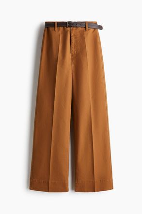 H&M Canvashose mit G&uuml;rtel - Braun