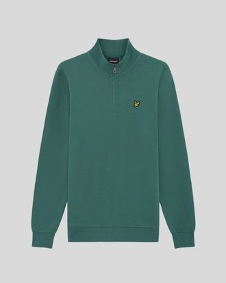Lyle & Scott Mens Cotton Loopback 1/4 Zip Sweatshirt - Green - Size X-Large