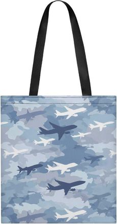 Generic Camouflage Airplane Print Tote Bag for Women Men Shoulder Bags Purses Pouch Handbags