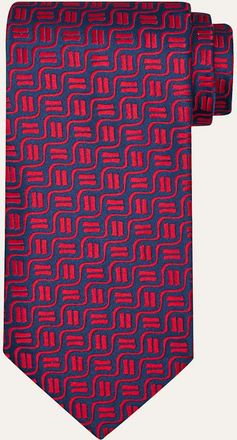 Charvet Mens Wavy Geometric Jacquard Silk Tie