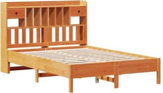 vidaXL Bookcase Bed without Mattress Wax Brown 140x200 cm Solid Wood Pine Vidaxl