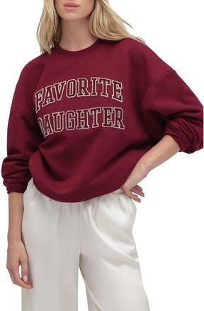Favorite Daughter The Collegiate Embroidered Graphic Sweatshirt in Vino/Velvet Stone at Nordstrom, Size Small