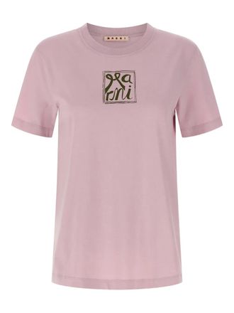 Marni logo-print crew neck T-shirt - Pink