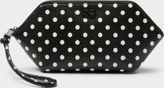 Ganni Womens Bou polka-dotted zippered cosmetics case