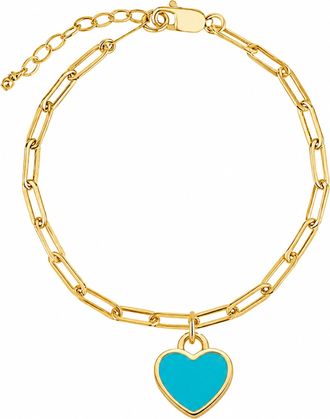 Liv Oliver 18K Gold Heart Charm Turquoise Bracelet