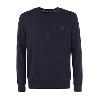 Polo Ralph Lauren Round-neck Knitwear, male, Blue, Size: XL LS SF CN PP Long Sleeve Sweater