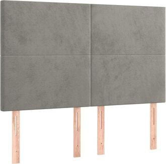 vidaXL Cabecero Con Luces Led Terciopelo Gris Claro 144x5x118/128 Cm Vidaxl