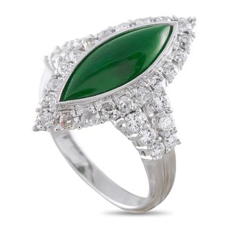 Luxury Bazaar Platinum 0.75ct Diamond and Jade Ring MF16-050626