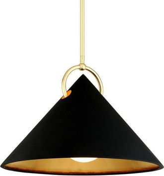 Hudson Valley Lighting Charm 1 Light Pendant Black And Gold Leaf, Glass