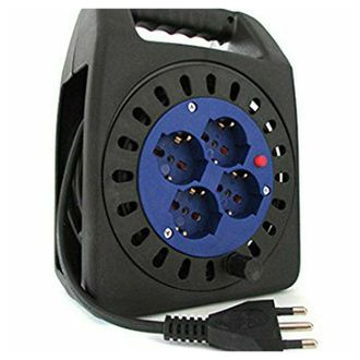 Trade Shop Trade Shop - Avvolgicavo Elettrico Prolunga Corrente Avvolgi Cavo 15 Metri 4 Prese Schuko 2p