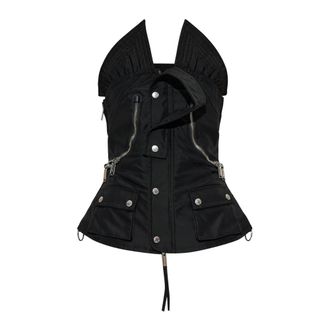 Dsquared2 Top tipo cors&eacute; con m&uacute;ltiples bolsillos - Tops - Mujer - Negro - XS