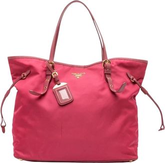 Prada Pre-owned Tote Bags, female, Pink, Size: ONE SIZE Pre-owned Nylon Tote Bag