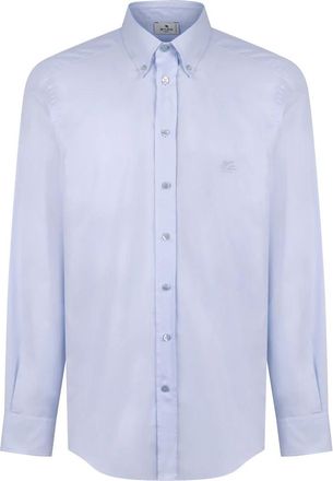 Etro Overhemden, Heren, Blauw, L, Katoen, Katoenen overhemd met button-down kraag