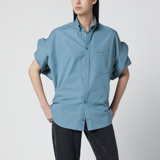 Balenciaga Grey-blue shirt with turn-up sleeves