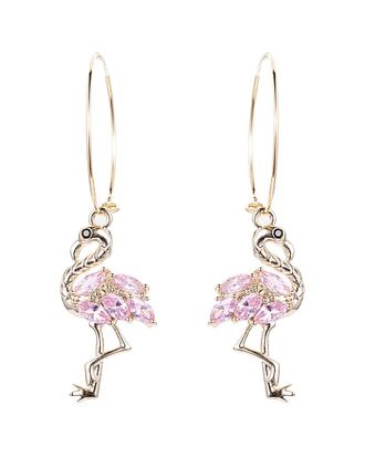Eyecandy LA Eye Candy La Dancing Flamingo Cz Crystal Earring