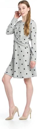 Papillon Polka Dot Stretch Sweater Dress In Grey