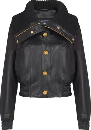 Balmain Jack met knopen en gebreide kraag - Zwart