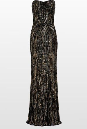 Jenny Packham Euphoria Sequin-Embellished Strapless Dress in Liquorice at Nordstrom, Size 10 Uk
