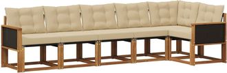 vidaXL Conjunto De Sof&aacute;s De Exterior 6 Uds. Natural Y Beige Vidaxl