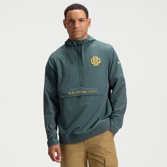 Nike Green Bay Packers Rivalries Collection Sideline Anorak Nike Mens NFL 1/2-Zip Hooded Jacket in Green | 03AT0KER7T-2K9