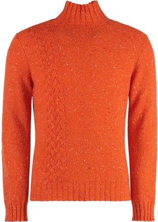 Malo Heather Cashmere Turtleneck Sweater - Heren - Cashmere truien - Oranje - L - Leer - Truien & Vesten