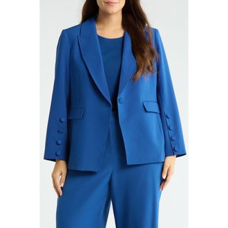 Tahari by ASL One-Button Blazer in Riverside Blue at Nordstrom, Size 14W