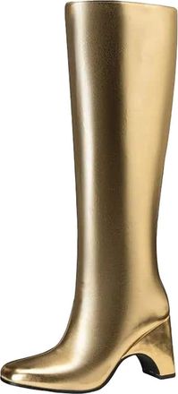 Generic Womens Fashion Knee High Boots Square Toe Super High Strange Heel Slip On Design For Dating And Party Events