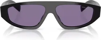 Prada Black Acetate Rectangular Sunglasses