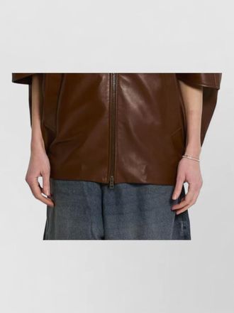 Balenciaga high collar silk nylon short sleeve jacket