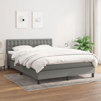 vidaXL Cama Box Spring Con Colch&oacute;n Tela Gris Oscuro 140x200 Cm Vidaxl