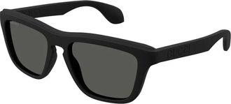 Gucci Sportieve vierkante zonnebril met donkere glazen - Dames - Zonnebrillen - Zwart - 55 MM - Accessoires
